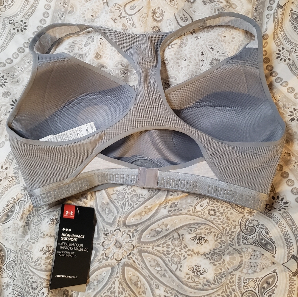 UNDER ARMOUR High-Impact Support Sports Bra 36D 1259953 Full Coverage Racerback - Picture 3 of 16